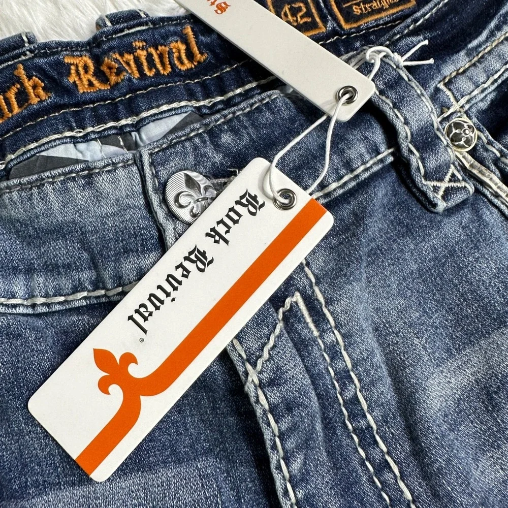 Rock Revival Jeans Mens Size 42/32 Amal Straight Dark Wash Denim Pants